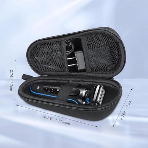 1Pack Razor case for Braun Series - 3s/5s/7s/9s,Braun Razors case for Men - Electric Shaver Storage Box Compatible with Men's Razor,Lightweight& Durable (Black Zipper) — view 2