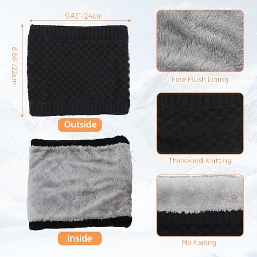 KIKAWORD 4PCS Winter Neck Warmer for Men Women，Thermal Knitted Snoods,Windproof Thick Neck Scarf for Skiing Cycling Running Outdoor Sports — view 2