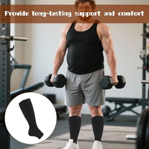 2 Pack Plus Size Wide Calf Compression Socks,20-30 mmHg Flight Socks for Women Large Calves,Toeless Open Toe Compression Socks for Women for Flight Athletic Nurse Support Travel, 3XL(Black,Skin) — view 6
