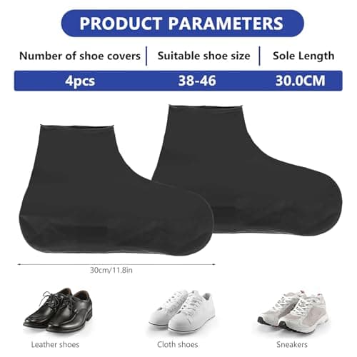 4 Pairs Non Slip Reusable Shoe Covers, Waterproof Silicone Rain Overshoes — view 3
