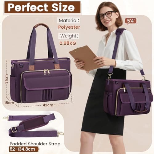 RAINSMORE Laptop Tote Bags for Women 15.6 inch Ladies Teacher Work Bags — view 2