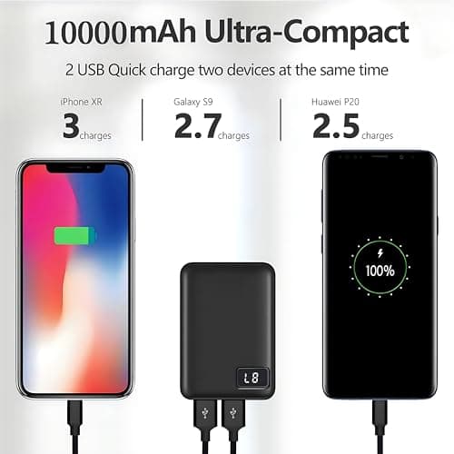 Light Power Bank 10000mAh, Mini Portable External Battery Charger with Fast Charge 2 Inputs & Outputs, Ultra-Compact, Portable Charger for iPhone iPads Galaxy Smartphones — view 4