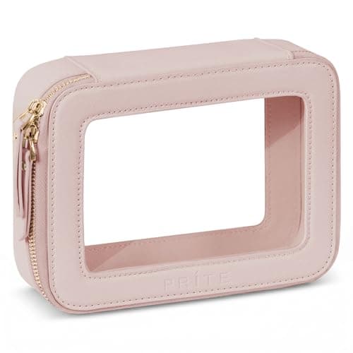 Prite Clear Makeup Bag Cosmetic Case Travel Toiletry Bag, Pink, Standard