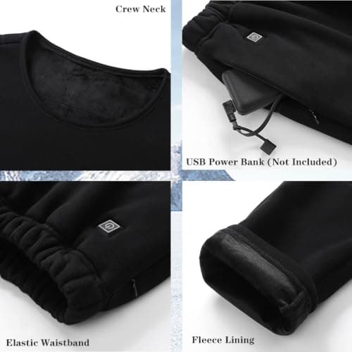 TOVCHEI Heated Thermal Underwear Set with APP Control Smart Electric Heating Long Johns Fleece Lined Base Layer,Black,XL — view 5