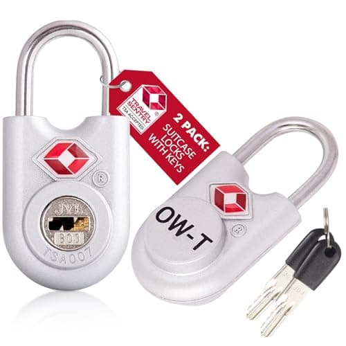 OW-Travel Suitcase Locks with Keys, TSA Approved Luggage Padlocks, Silver 2