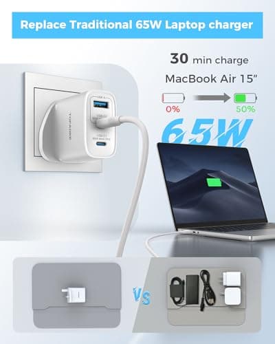 TOPADRE 65W USB C Charger, 3 Ports Fast Charger Plug with QC 4.0/PPS/PD 3.0 — view 2
