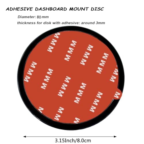 AYWFEY 4 Pack 80mm Adhesive Dashboard Pad Mounting Disk for Suction Cup, 3.15" Universal Heat Resistant Adhesive Sticky Pad, Providing Secure Fixation for Phone Holder Sat Nav GPS Dash Cam, Black — view 2