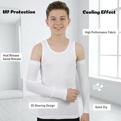 Ouligay 2 Pairs Arm Sleeves for Men Women UPF 50 UV Sun Protection Arm Sleeves Cooling Sport Compression Tattoo Cover Up Sleeve(white) — view 3
