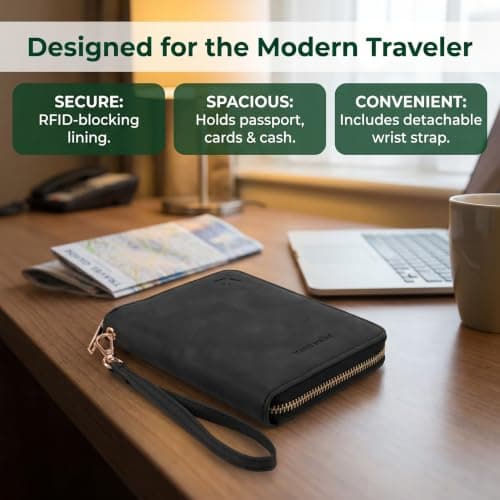 Passport Holder Travel Wallet, Multi Functiona Blocking Passport Wallet — view 6