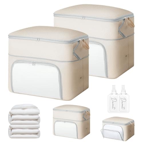 DIMJ Self Compression Duvet Storage Bags, 200L Front-Opening Clear Window