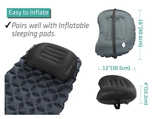 TREKOLOGY Ultralight Inflatable Camping & Travel Pillow – Compact, Ergonomic Neck & Lumbar Support Cushion for Adults & Kids – Ideal for Camping, Backpacking, and Beach Trips — view 6