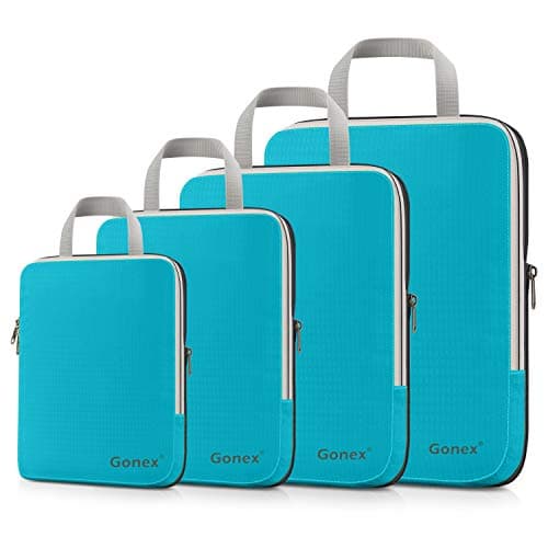 Gonex Compression Packing Cubes, 4-Piece Expandable Travel Organisers