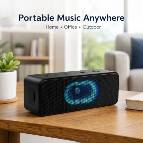 Ortizan Bluetooth Speaker, Speakers Wireless Bluetooth, 24-Hour Playtime, RGB Light, Louder Volume & Enhanced Bass, IPX6 Waterproof, TWS, AUX Input Built-In Mic for Home Outdoor Beach Travel Sport — view 3