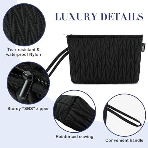 Gloppie Small Makeup Bag for Handbag, Cosmetic Make Up Pouch Travel, Black — view 3
