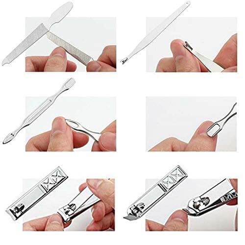 Manicure Pedicure Set Nail Clippers Kit 18 Pcs Stainless Steel Hygiene Kit Portable Nail Trimming set and Grooming Tools with Fine Leather Case [Gift Box] (Rose-18pcs) — view 6