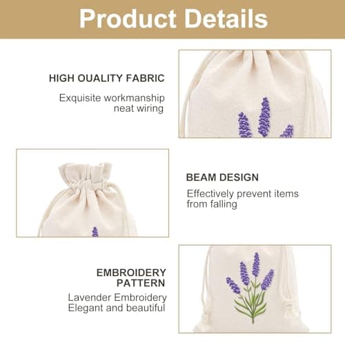 Lavender Bags, 15 Pack Lavender Sachets, Empty Muslin Bags(10 x 15 cm) — view 3