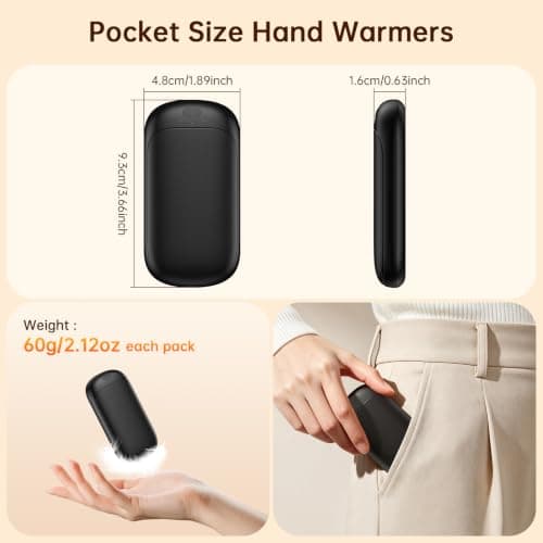 Jonwall Hand Warmers Rechargeable, 2 Pack Electric Hand Warmer Reusable Portable Handwarmers with 3 Levels Heat, USB Pocket Warmer Warm Gifts for Men Women Outdoor Camping Golf Fishing — view 5