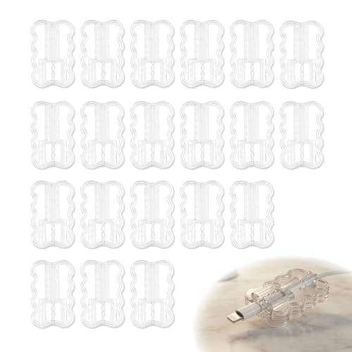 20 Pack Clear Cable Protectors Prevent Fraying, Invisible Charger Saver for Phone and Tablet Charging Leads, Universal Rigid Plastic Dual Wave Wire Organiser Cover, Anti-Bending — view 2