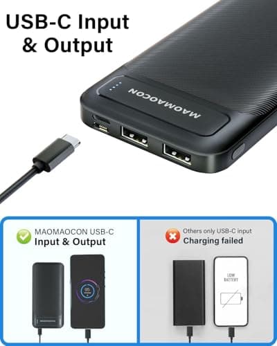 【2-PACK】 Power Bank 10600mAh Fast Charging PD20W USB C Portable Charger Output and Input for Smartphones, Tablets and more （Black&White） — view 2