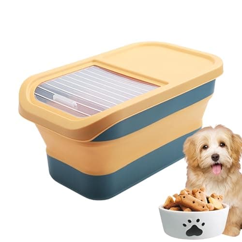 Pet Food Storage Foldable Hinged Lid Wheels Feeding Pet Supply