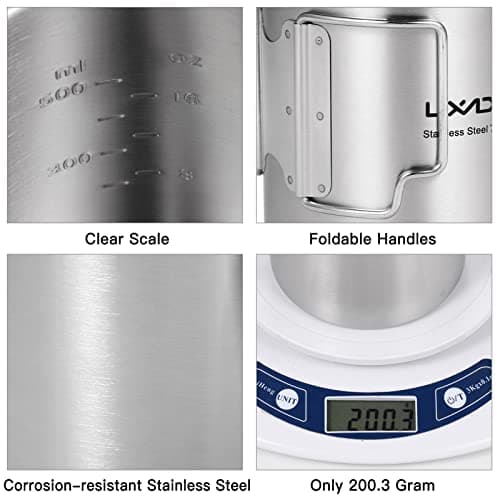 Lixada Camping Water Cup with Foldable Handles and Lid 750ml Stainless Steel Mug Hanging Pot for Camping Hiking Backpacking Picnic — view 3