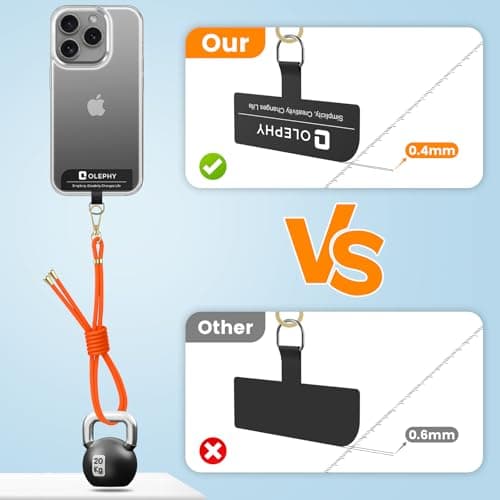 OLEPHY Crossbody Phone Lanyard Strap with 2 Pack Patchs, Orange — view 4