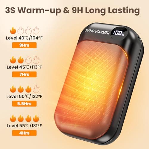 Hand Warmers, 2 Pack Magnetic Electric Handwarmer, 6000mAh USB Hand Warmers Rechargeable, 4 Heat Settings, LED Digital Display, Suitable for Outdoor Indoor - Hunt, Camp, Golf or Gift Giving, Pink — view 3