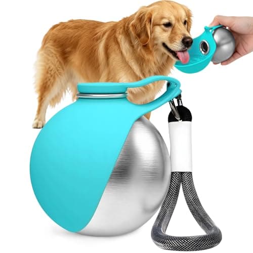 2-in-1 Dog Water Bottles for Walking, Stainless Steel Portable Dog Water Bottle for Travel, Leak Proof Compact Dog Travel Water Bottle for Walks, Hikes, Road Trips, Park Visits, Travel