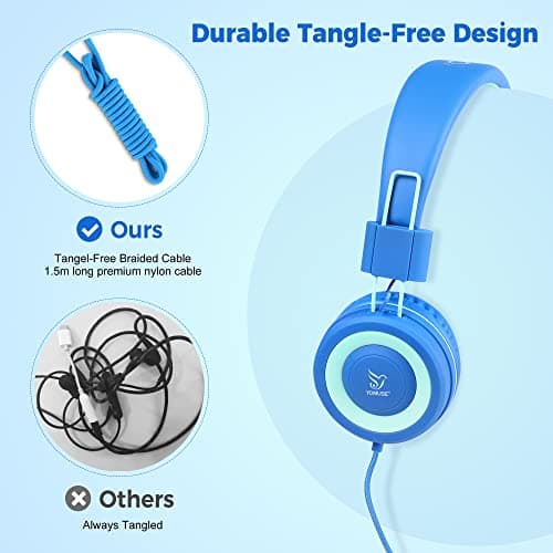 Yomuse C89 Kids Headphones Wired 3.5mm Aux Nylon Cable — view 5
