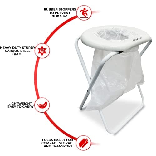 Crystals® Folding Toilet Seat, Outdoor Portable Toilet Chair for Camping Park Travel Fishing — view 6