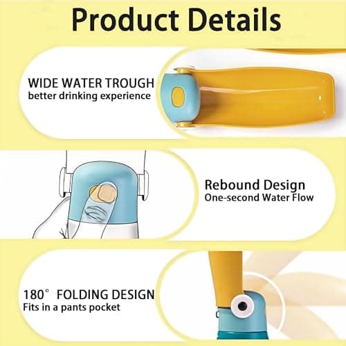 AXYOUCUN Leak Proof Pet Water Bottle 180° Foldable Portable Drinker for Cats Dogs Outdoor Travel Water Dispenser for Walking Hiking (300ML) — view 3