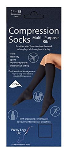 Pretty Legs UK Travel Maternity Sports Fine Rib Compression Socks (UK 4-7)