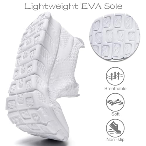Mens Trainers Running Shoes Slip on Sneakers Walking Gym White Size 10.5 — view 4