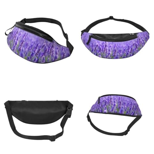 Purple Lavender Bum Bag Waist Fanny Pack,Adjustable Waist Bag for Women Men — view 6