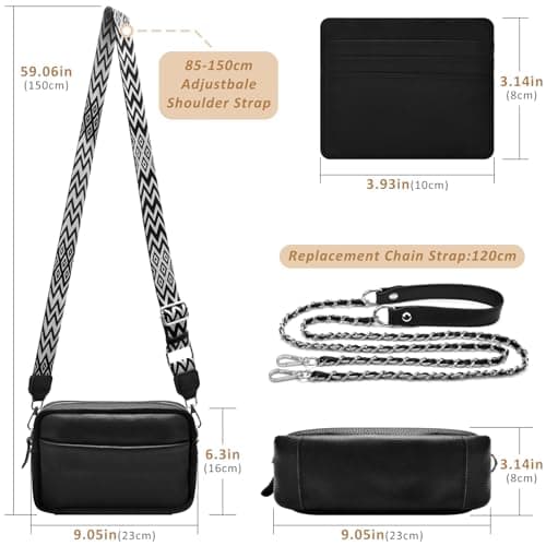 BROTOU Crossbody Bag for Women, Leather Handbag & Shoulder Bag with Adjustable Wide Strap, Chain Strap & 3-Slot Card Holder, Camera Cross Body Bag for Lady Girl Shopping Daily Use — view 5