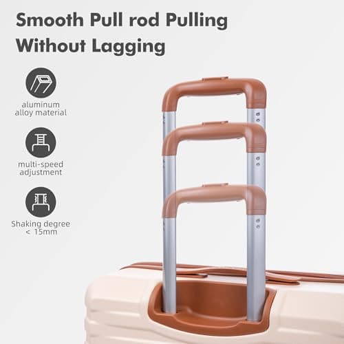 Rocklands Large Suitcase Hard Shell Lightweight 4 Dual Spinner Wheels Trolley Luggage Suitcase Hold Check in Luggage TSA Combination Lock (Cream, Small 20") — view 6