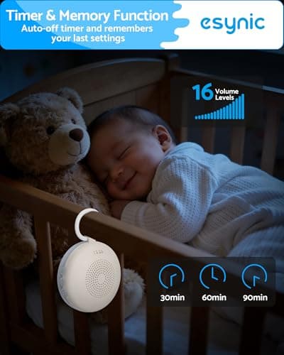 eSynic Portable Baby White Noise Machine with Carry Loop,Timer,Memory&Light — view 5
