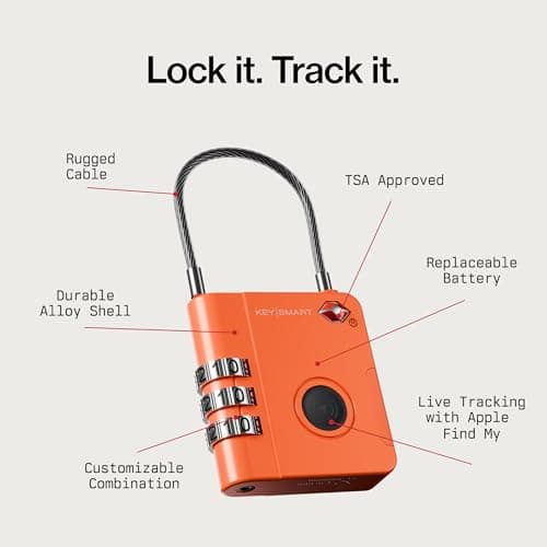 KeySmart SmartLock Tracking Luggage Locks TSA Approved-Compatible with Apple Find My App, Bluetooth GPS Tracker, Replaceable Non-Rechargeable Battery, Lock Your Suitcases and Keep Track of It — view 2