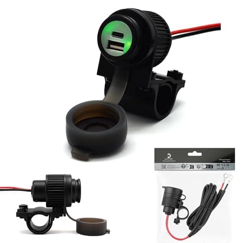 Cliff Top Motorcycle USB Charger Dual USB Port 6A 36W Waterproof Phone Charger with PD USB-C & QC 3.0, Magnetic Power Switch, Heavy Duty, Battery Drain Prevention