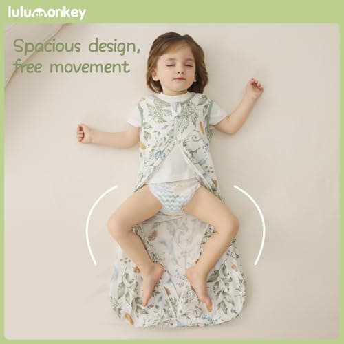 LULUMONKEY 0.5 Tog Baby Summer Sleeping Bag 6-18 Months, Soft Cotton Newborn Sleep Sack Baby Wearable Blanket, Forest — view 5