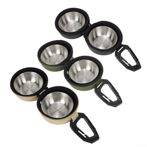 Posheliox Portable Stainless Steel Double Pet Bowl For Dogs And — view 2