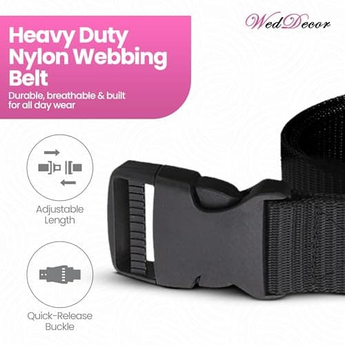 WedDecor Nylon Webbing Military-Style Belt, 1.5” Canvas Quick-Release Plastic Buckle, Tactical Belt for Military Wear, Combat Webbing Belt for Cargo Pants — view 3