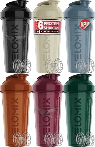 VELOMIX 6 Pack 828ml Protein Shaker Bottle, Earth Tones Collection