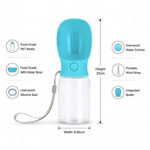 Dog Water Bottle, 350ml Spring Green Leak Proof Portable Dog Travel Water Bottle, 2-in-1 Dispenser & Dog Bowl, for Walking Hiking Camping, Food Grade Puppy Water Fountain for Outdoor Pets — view 2