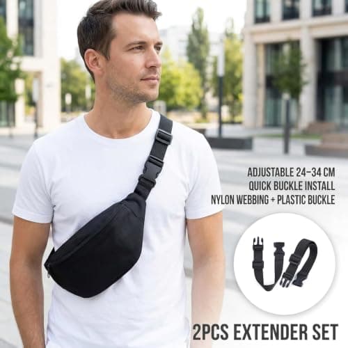 Erovite 2-Pack Adjustable Bag Strap Extender, 3.8CM x 40CM Webbing Straps for Bags with Buckles, Waist Belt Extender for Most Waist Packs and Belts — view 6