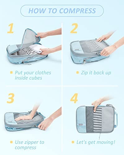 BAGSMART 6pcs Compression Travel Packing Cubes for Suitcases Backpack — view 5