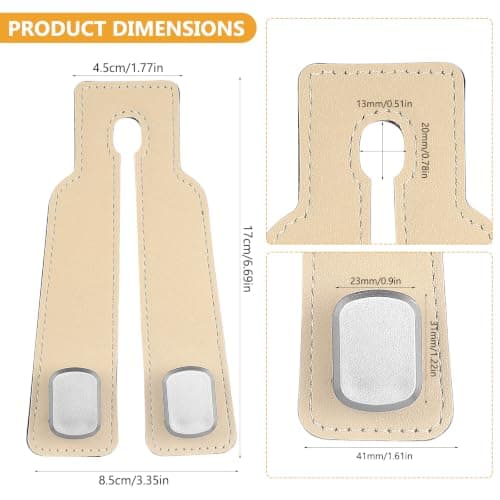 ANBEEISS 4 Pcs Beige Leather Car Seat Back Double Hooks — view 2