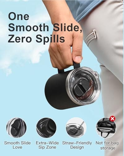 RAYMYLO Insulated Coffee Mug 350ml, Spill-Proof & Detachable Slider Lid — view 3