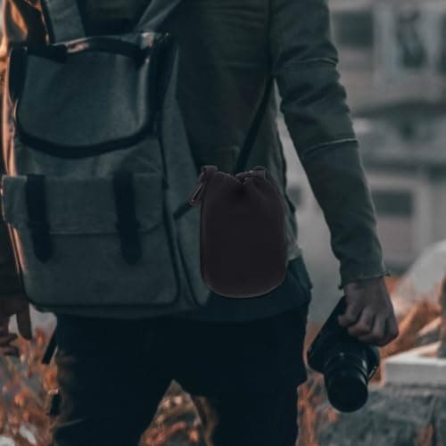 CLISPEED 3pcs Neoprene Camera Lens Case Small Medium Large Pouches Protective Drawstring Bags for Mirrorless DSLR Outdoor Use Moisture Dust Resistant — view 5