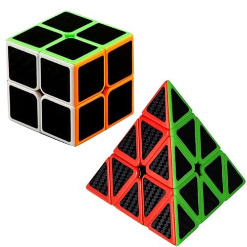Carbon Fiber Speed Cube Set 2x2x2 3x3x3 Pyramid Magic Cube Puzzle Cube